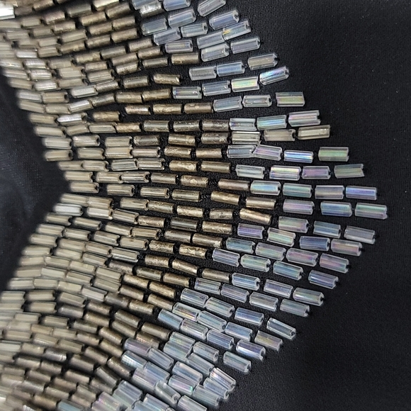 Black Beaded Chiffon Cocktail Dress, Size 10 - Picture 14 of 16